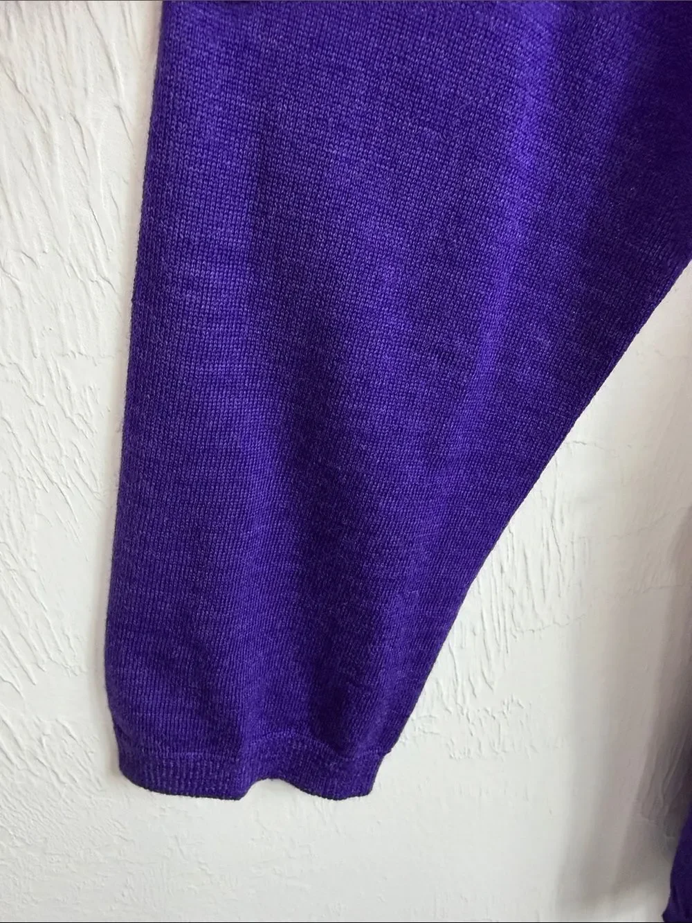 Eileen Fisher Merino Wool Tunic Sweater Purple V Neck Pockets PL Petite